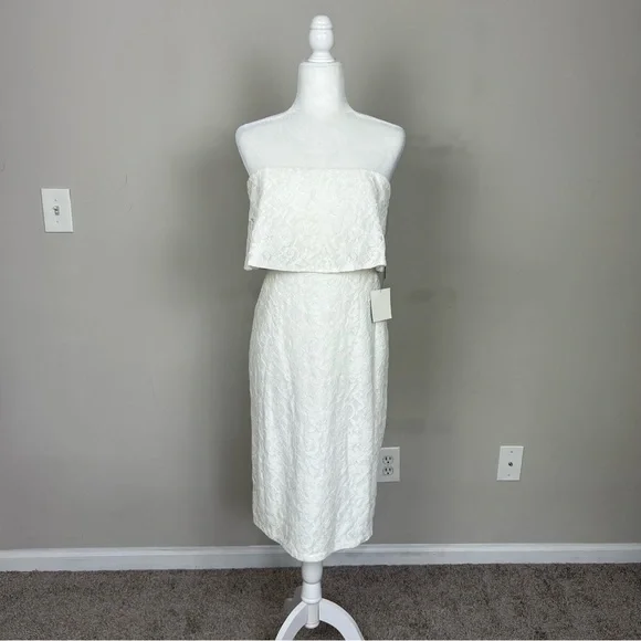 NWT LULUS LET’S GO OUT TONIGHT WHITE LACE STRAPLESS BODY CON DRESS SIZE MEDIUM - Picture 5 of 16
